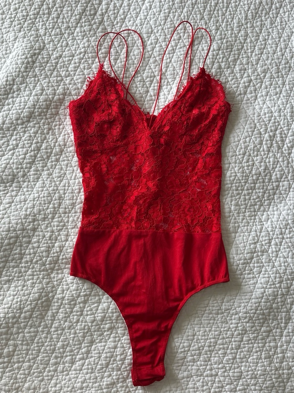 Red lace bodysuit